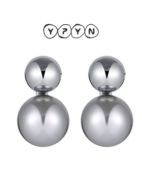 一撇一捺YPYN灰色贝珠耳钉女高级感耳环精致2024年夏季新品