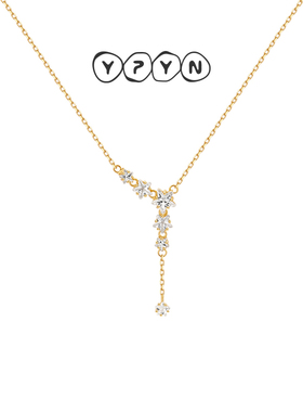 一撇一捺YPYN梦幻花雨项链925银花朵锁骨链金色流苏2024年秋冬新