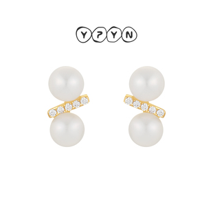 一撇一捺YPYN静谧荡漾耳钉女9K金淡水珍珠耳环莫桑钻耳饰商场同款