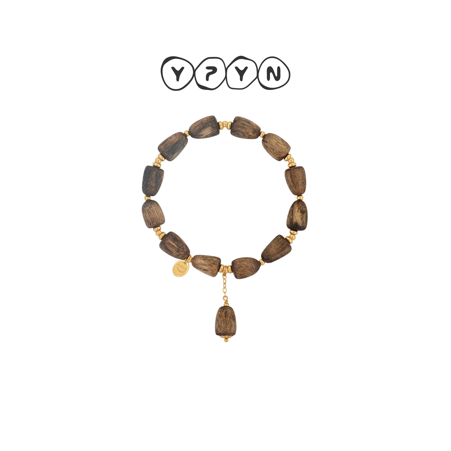 一撇一捺沉香手串14K注金木质