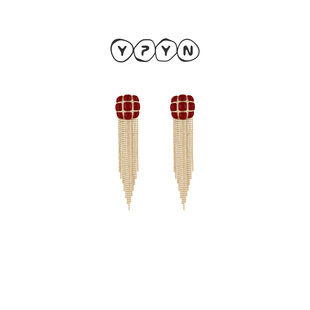 一撇一捺YPYN星檐流苏耳饰红色耳钉复古耳环送女朋友情人节礼物