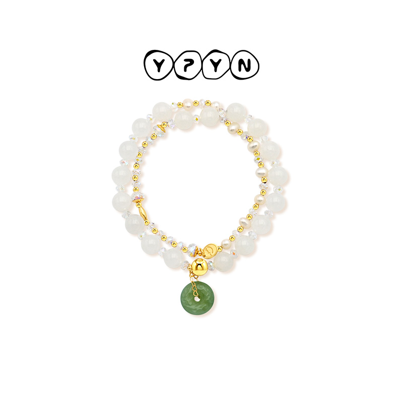 TOP新品和田玉14K注金平安扣手链