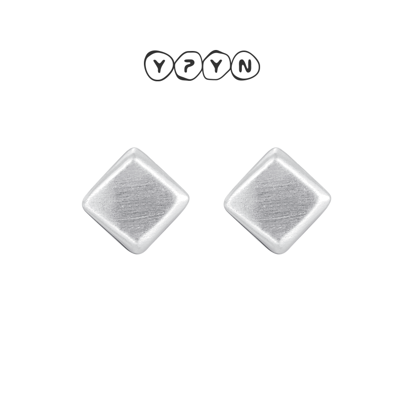 【618新品】一撇一捺YPYN简约磨砂拉丝耳钉925银菱形耳环几何简约