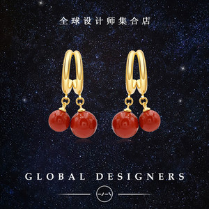 一撇一捺冬青果耳环女C圈喜庆红色耳饰礼物送女朋友实用