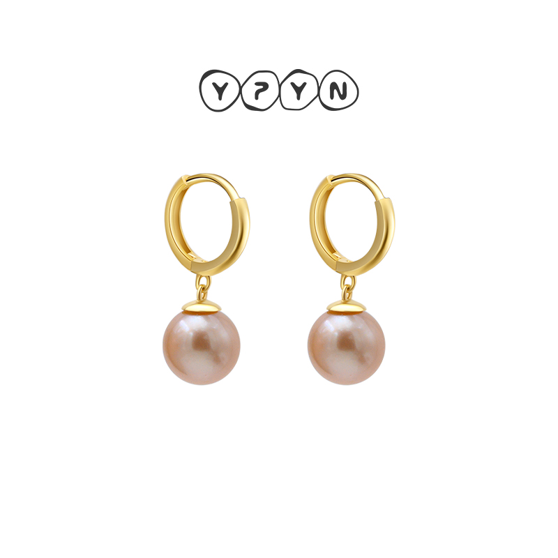 耳饰女10K金粉色珍珠耳扣