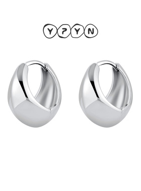 一撇一捺YPYN银色hoop素圈耳扣女不规则耳环欧美风网红简约耳饰