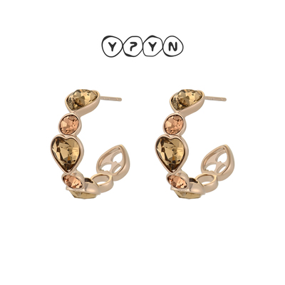 一撇一捺YPYN浅晶弧圈耳饰女
