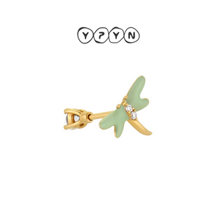 一撇一捺YPYN蜻蜓耳钉9K金莫桑钻耳骨钉单只耳饰清新小饰品轻奢