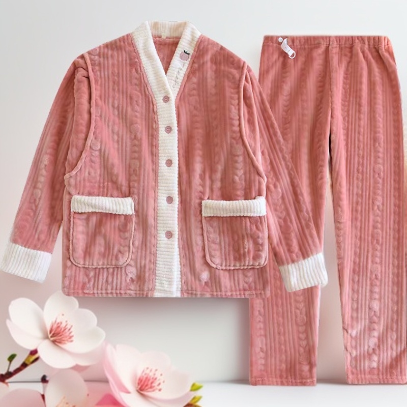 孕妇秋冬加厚法兰绒月子服产后哺乳睡衣保暖喂奶家居服两件套