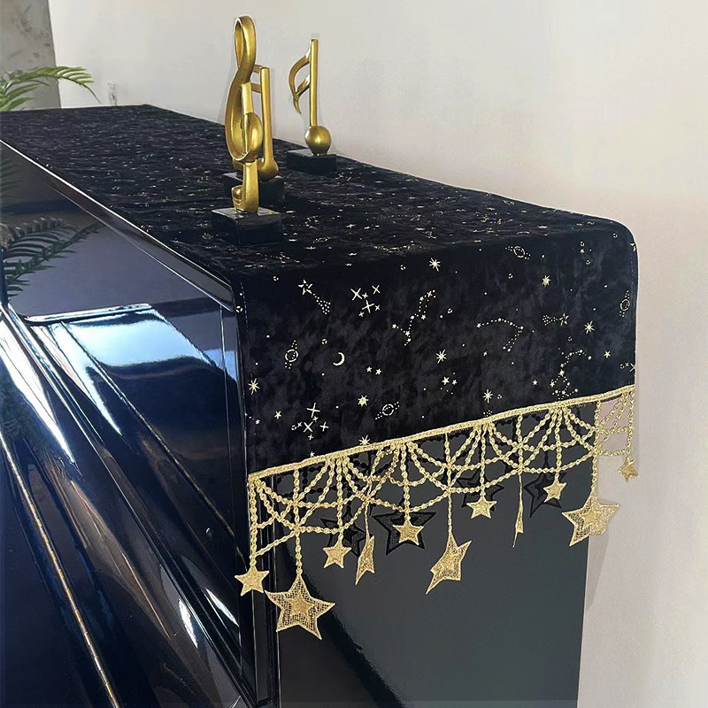 轻奢钢琴罩现代简约盖布丝绒布半罩通用款覆古防尘罩高级感顶盖布