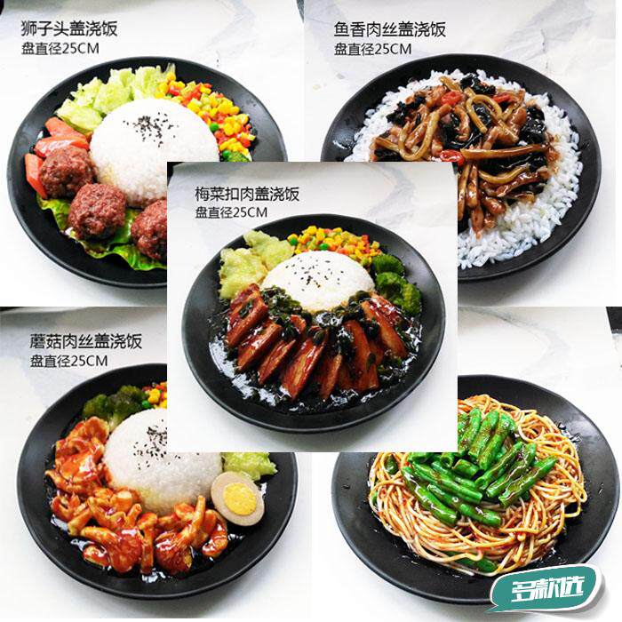 仿真狮子头扣肉牛肉鱼香肉丝鸡丝排骨盖浇饭焖面快餐模型道具假菜