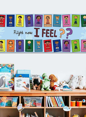 英语情绪Feel情感Emotions主题墙国际学校英语教室环创美式海报画