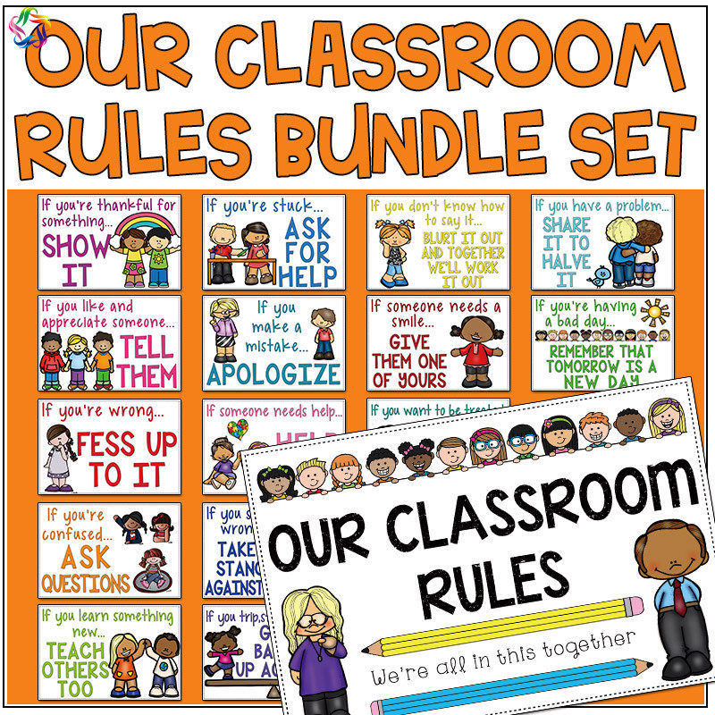 classroom rules英语教室课堂行为规则班级公约墙面装饰布置海报