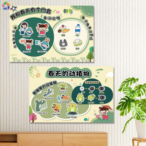 背胶贴画小班找春天主题环创墙