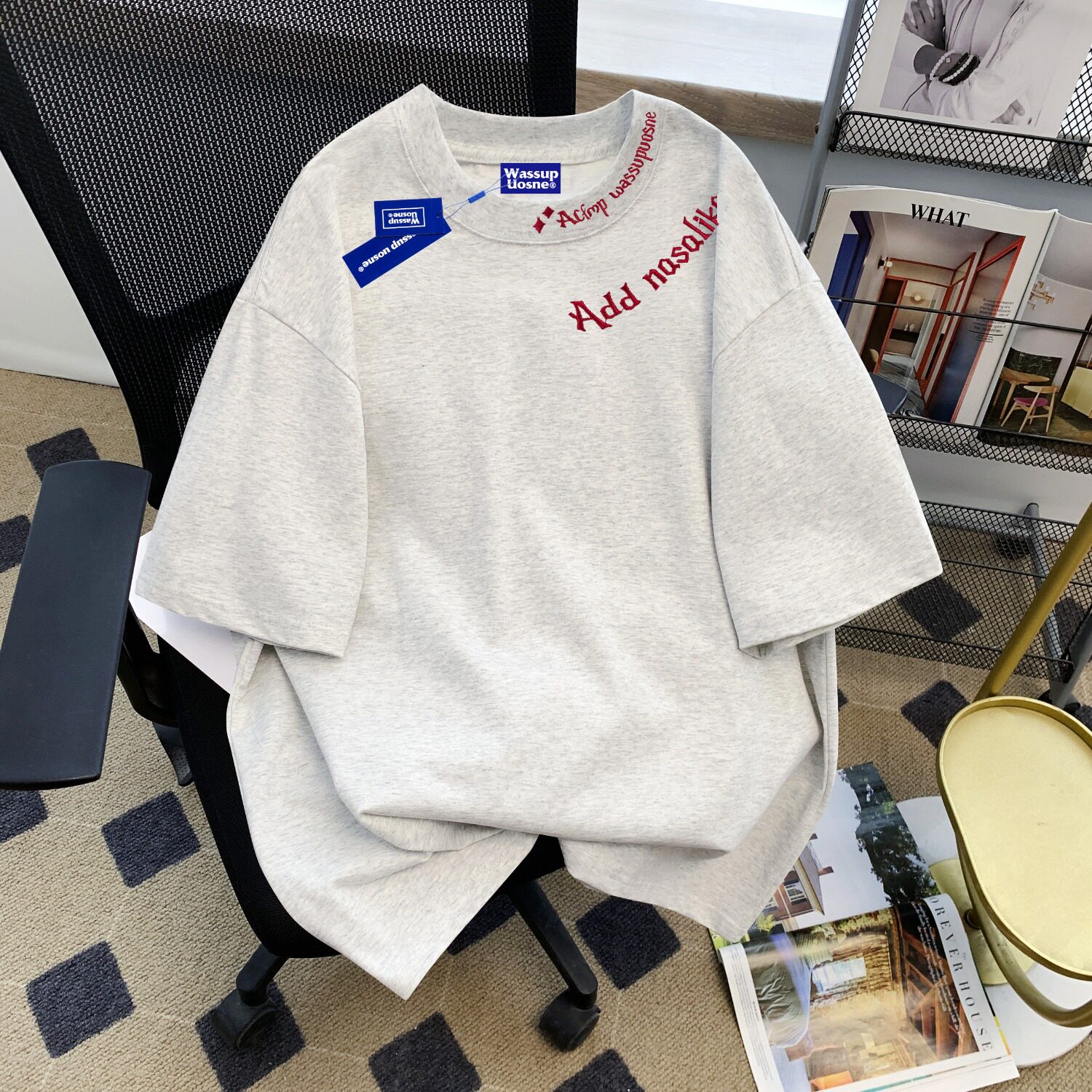 纯棉情侣装美式刺绣重磅短袖t恤男女款夏季半袖上衣2025新款体恤