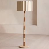 中古侘寂风黄洞石落地灯设计师手工褶布酒店客房书房装 饰卧室台灯