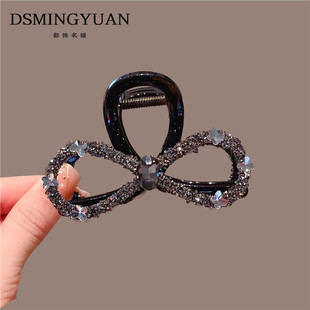 翩飞蝴蝶 高级感黑色发夹满钻后脑勺半扎发抓夹中号醋酸优雅发饰