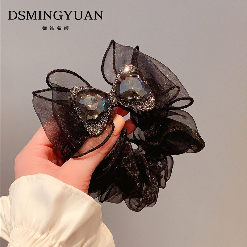 法式复古风宝石水晶娟纱发饰发绳