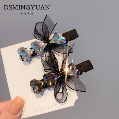 摩登复古~水晶娟纱蝴蝶结发夹