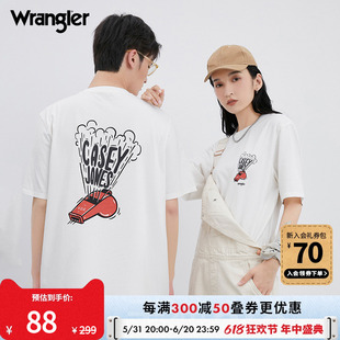 白Tee 梦险工装 无性别男女印花纯棉短袖 Wrangler威格24夏季 新款