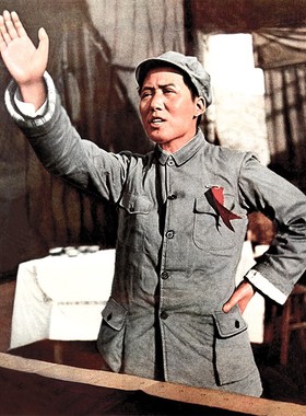 红色伟人毛主席画像1939延安青年挂像主像背胶伟人挂画装饰墙画挂