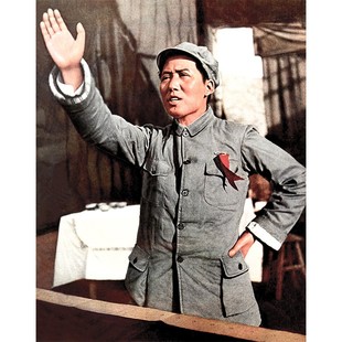 红色伟人毛主席画像1939延安青年挂像主像背胶伟人挂画装 饰墙画挂