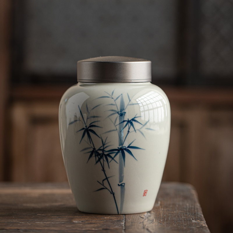 琛森手绘茶叶罐精品高档陶瓷密封储存罐家用普洱茶叶包装盒空礼盒