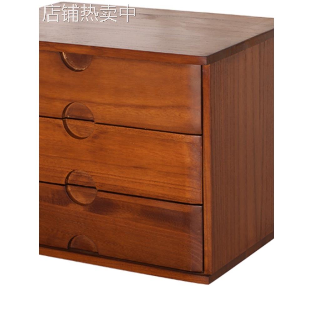 日式实木桌面画笔收纳盒抽屉储物盒多层文件资料带锁防尘杂物新品