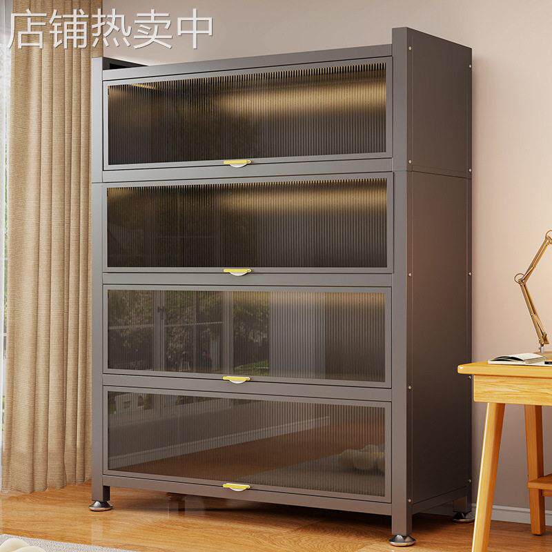 家用钢制置物收纳柜子卧室阳台客厅多层儿童鞋柜简易衣柜杂储物柜