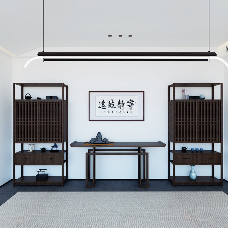 新中式实木多宝阁博古架书房书架茶叶展示柜收藏陈列柜实木隔断