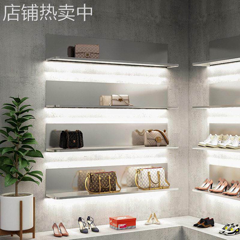 鞋架产品展示架壁挂服装店多层陈列架包包架不锈钢隔板置物架上墙