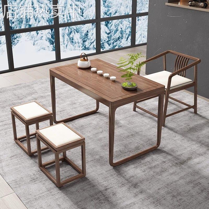 新中式阳台小茶桌实木茶桌现代简约禅意家用小户型客厅茶桌椅组合