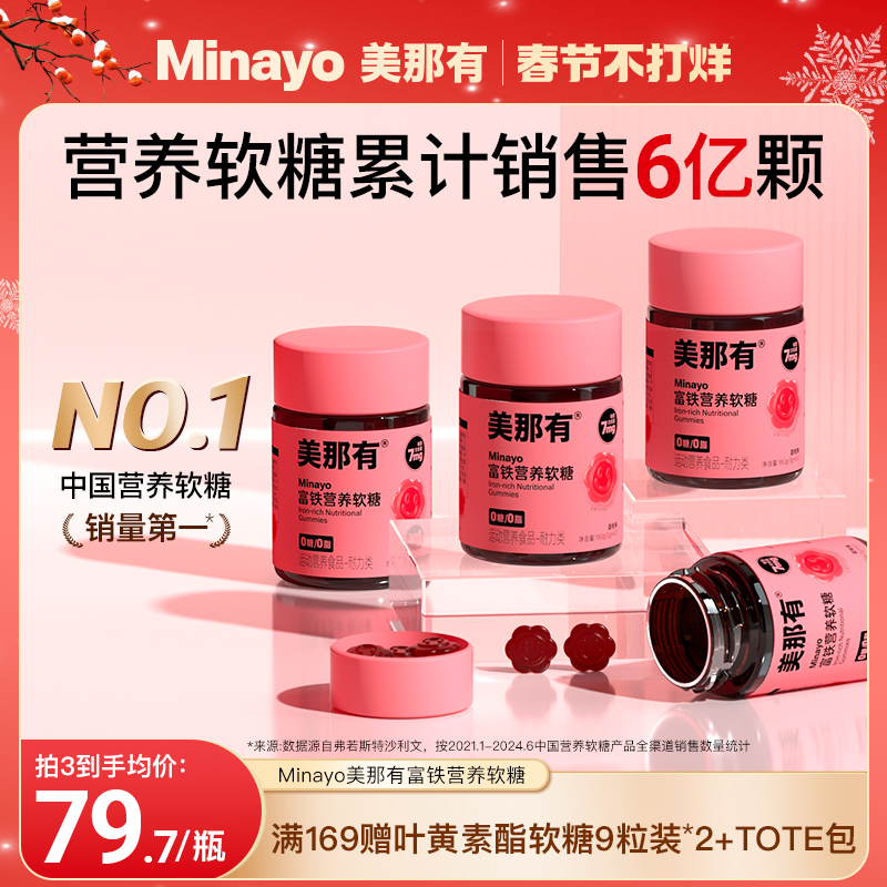 【胡可推荐】Minayo美那有富铁营养软糖高阶元气铁含铁元素孕妇