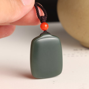 苏工新疆和田玉籽料无事牌沙枣青牌子玉牌挂件吊坠籽玉平安牌