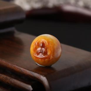 20mm新疆和田玉籽料黄沁单珠散珠圆珠观音珠子多宝手串配珠锁骨珠