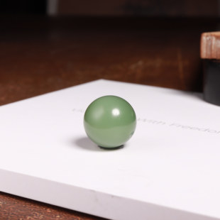 15mm正宗新疆和田玉碧玉猫眼单珠籽玉散珠粉青珠子手串配珠锁骨珠