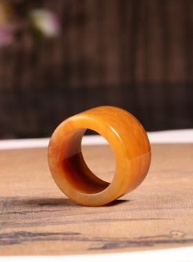 涵玉舍扳指新疆和田玉籽料黄沁