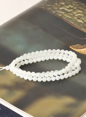 6mm新疆和田玉白色圆珠项链108手串天然玉籽料颈饰女款饰品羊脂玉