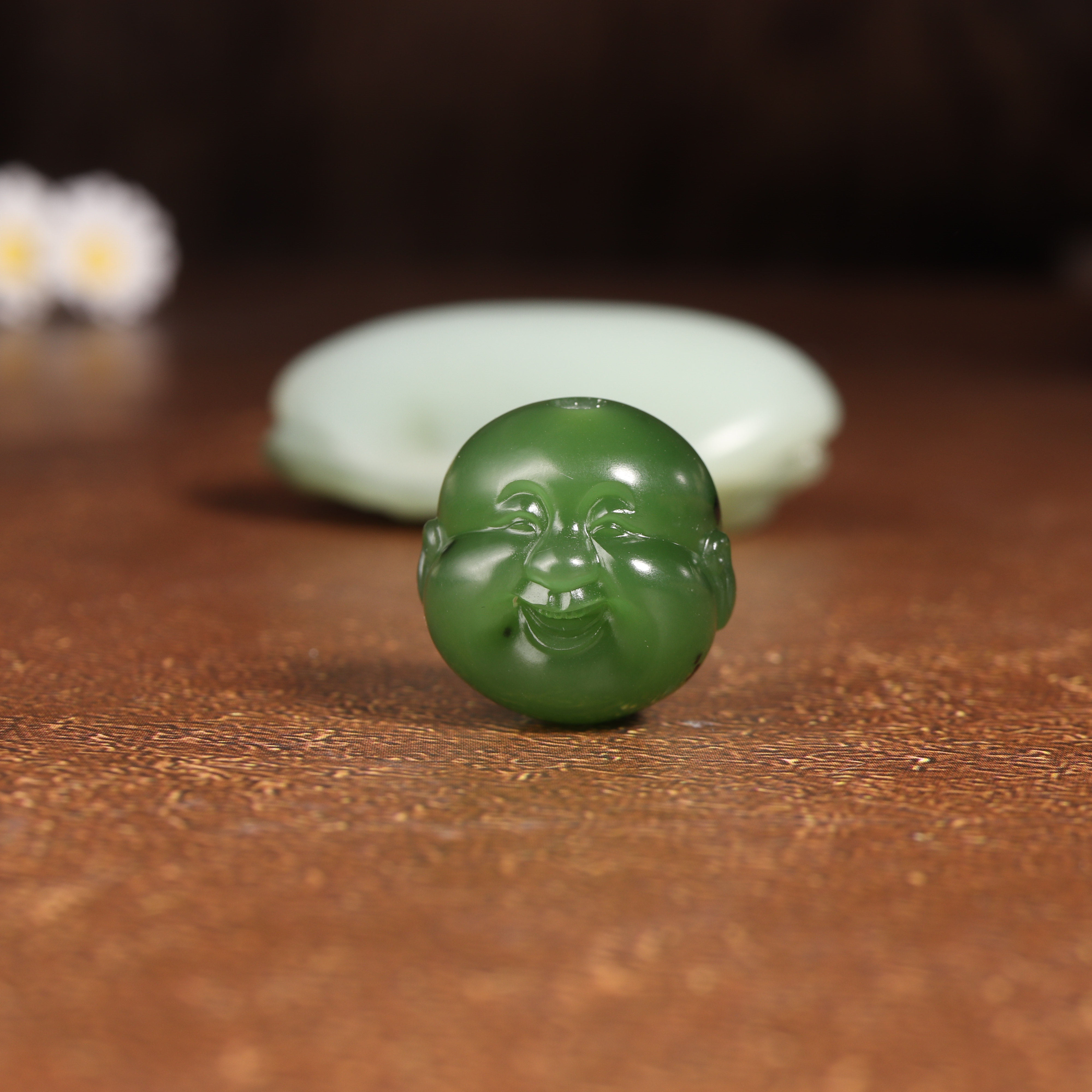 新疆和田玉籽料碧玉佛头籽玉弥勒佛吊坠玉石挂件