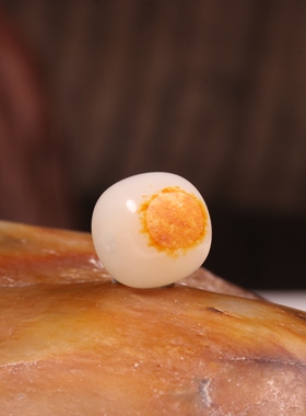 和田玉籽料洒金皮白玉珠子单珠