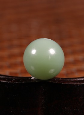 11mm天然新疆和田玉籽料碧玉圆珠粉青单珠散珠手串手链配珠