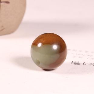 20mm新疆和田玉籽料黄沁圆珠单珠黄玉散珠籽玉珠子手串古味配珠