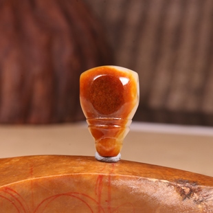 13mm新疆和田玉籽料黄沁手串三通黄玉圆珠籽玉单珠手链红皮珠子