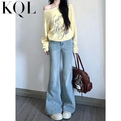 浅色微喇牛仔裤女小个子喇叭裤