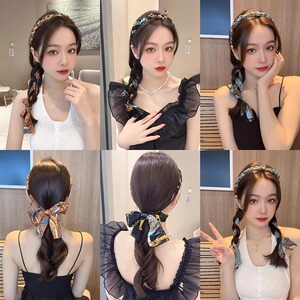 编发丝巾发带头箍一体女夏季2024年新款辫子飘带发箍头饰发卡发饰