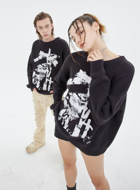 原创设计师纯色毛衣男潮牌2021新款冬天roora情侣装国潮高级毛衫