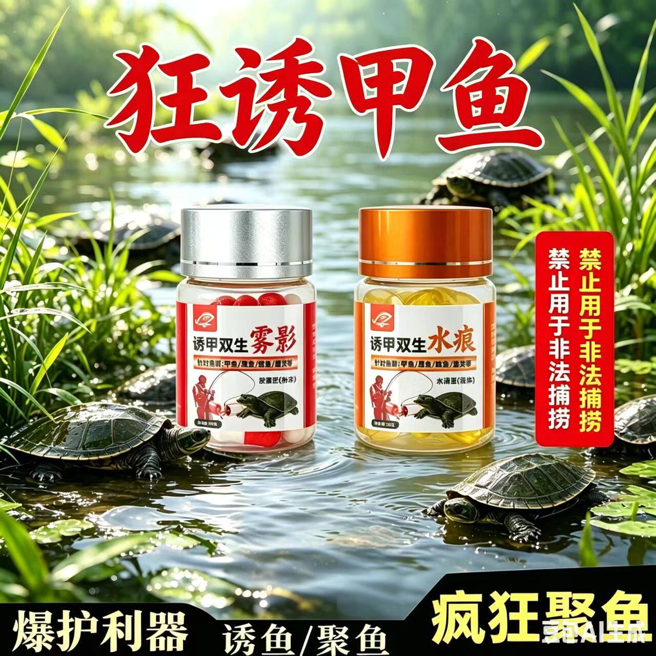 诱甲双生甲鱼饵料添加剂诱鱼老鳖乌龟诱食剂粉状甲鱼小药主播同款