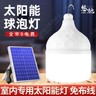 太阳能室内照明灯家用户外庭院灯分体式 一拖二摆摊防水充电吊灯泡