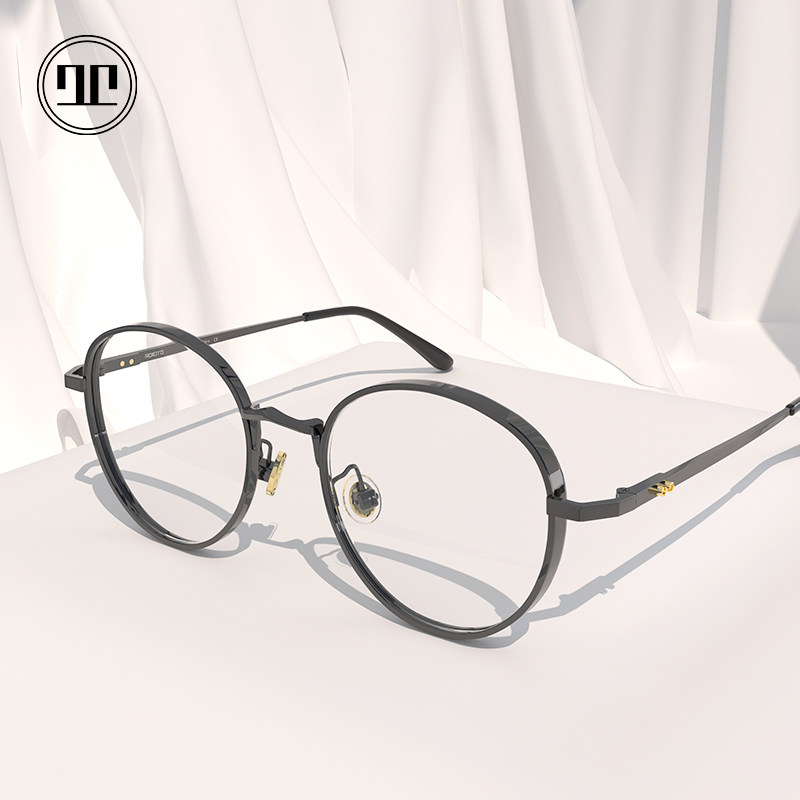 ROLLOTD罗约近视眼镜男生纯钛防蓝光近视眼镜女复古圆框可配度数