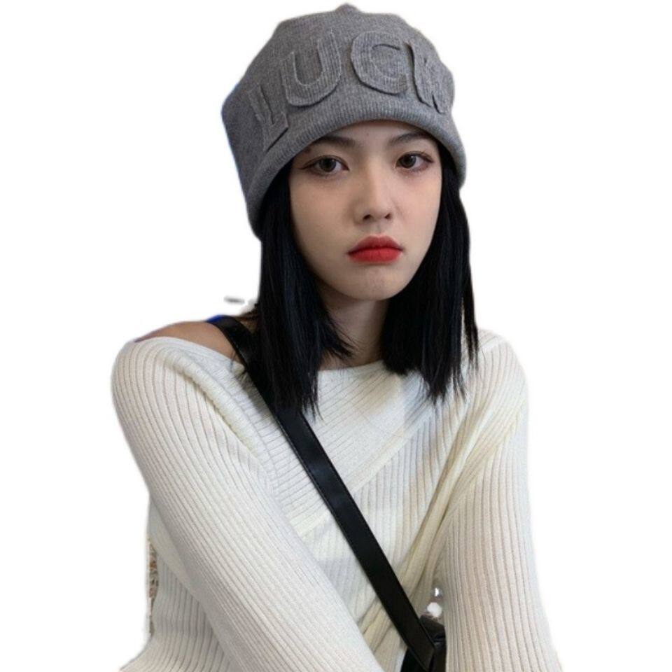 短发帽子带头发的假发一体秋新款2022网红时尚潮冬季女戴帽堆堆帽
